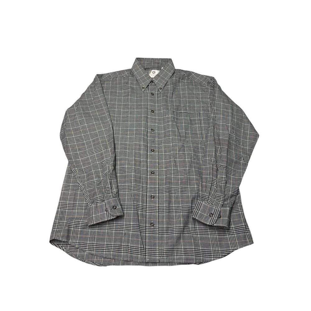 Viyella‎ Mens Glen Plaid Button Down Shirt Grey Cotton Wool Blend Large Canada